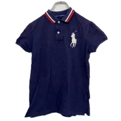 RALPH LAUREN GOLF 半袖 ロゴ ポロシャツ レディース S ネイビー ビッグロゴ 鹿子 ポロラルフローレン 古着卸 アメリカ仕入 a708-5468