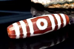 銀線天珠 赤天珠　48x14mm　三眼天珠 ビーズ 1個売り  パワーストーン 天然石 _PRG2254-1