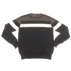 【中古】ジースターロウ G-STAR RAW コットン クルーネック プルオーバーニット ブラックxグレー系【サイズXS】【メンズ】