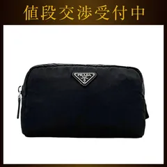 プラダ ポーチ ブラック NERO テスート 美品 ナイロン レザー 中古
