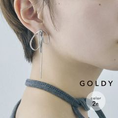【即納】ドループ メタル チェーン リボン ピアス GOLDY ゴールディ 1240702 goldy アクセサリー レディース 女性 シルバー ゴールド goldy ピアス かわいい 耳飾り リボンピアス チタンポスト アレルギーフリー 新品 正規品