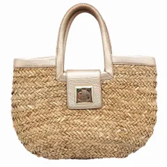kate spade ケイトスペード かごバッグ ハンドバッグ ストロー × レザー カバン 鞄 ベージュ レディース 【中古】