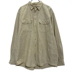 L.L.Bean 長袖 無地シャツ L ベージュ エルエルビーン 胸ポケット カナダ製 90s OMT16 古着卸 アメリカ仕入 a701-7392
