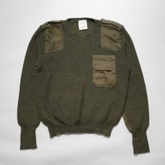 イングランド製 ミリタリー アーミー ニット セーター コマンドセーター  コマンドニット ウール カーキグリーン古着【UR-0167】