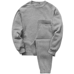 [Nutopia] スウェット メンズ 裏起毛 上下セット パジャマ 秋冬 (S/ライトグレー(上下セット×1点)) 0