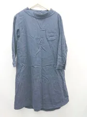 ◇ bulle de savon シンプル カジュアル リネン混 長袖 膝下丈 ワンピース サイズF ネイビー レディース P  【1302060009177】のサムネイル