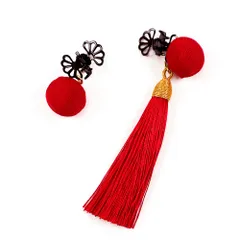 髪飾り 成人式 赤 振袖 前撮り 袴 2点セット 玉飾り 房 ちりめん クリップ ピン 簪 小さい かわいい 粋 花魁 舞妓さん 日本製 No.10-4912