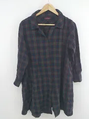 ◇ ITEMS URBANRESEARCH チェック 長袖 ミニ シャツワンピース サイズF ネイビー系 マルチ レディース P  【中古】 【1211230001968】