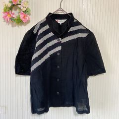 4441 ー大特価ー 綿麻★ 【ハーディエイミス】  HARDU AMIES BOUTIQUE レディース トップス リネン混シャツ ブラウス  (11号) 刺繍 半袖 襟付き LOT44