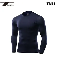 【 THESEUS 】 テセウス  TN11 ネイビー メンズ シャツ インナー 長袖 コンプレッションウェア スポーツ ジム ジョギング ランニング サッカー ウェア ゴルフ スーツ 下着 春 夏 秋 冬 丸首 ローネック 冷感 速乾 軽量 伸縮性