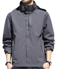 [Elixio] [エリクシオ] ウインドブレーカー ジャンパー パーカー ブルゾン マウンテンパーカー メンズ 軽い 防寒 防風 撥水 通気性 アウトドア 登山 大きいサイズ 秋 冬 春 (JP, アルファベット, M, グレー) [グレー] [M]