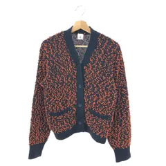 6(ROKU) ロク ユナイテッドアローズ POMPOM CARDIGAN 長袖Vネック ポンポン カーディガン   ネイビー×オレンジ  レディース 　240001135882