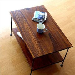 ウッドxアイアンのセンターテーブル HERRINGBONE TABLE - メルカリ