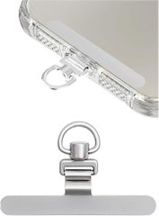 aerix 스마트 호스트 랩 스트랩 홀더 초박형 0.2mm·360° 선회식·부동 없음 구부려 설계 금속제 태그 패치 스테인리스강철 튼튼한 얇은 금속스테인리스제 숄더 낙하 방지 휴대 스트랩 스마트 폰 숄더 전 기종 대응 (실버)
