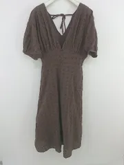 ◇ w closet ダブルクローゼット 総刺繍 パフスリーブ 膝丈 ワンピース サイズF ブラウン レディース P  【1302010002296】のサムネイル