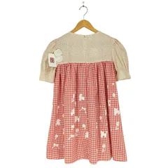 ユーズドフルギ USED古着 {{hanagsugiyama}} チェック×花柄 ギャザーデザインチュニック domestic レディース 表記無 