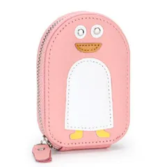 Honesty Mouth クレジットカードケース レディース メンズ 大容量 薄型 本革 レザー じゃばら かわいい ペンギン カードケース カード入れ ミニ財布 小銭入れ (09:ピンク) [09:ピンク]