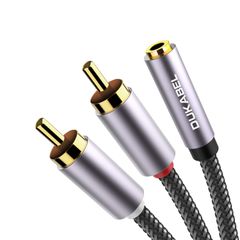 【新着商品】30cm 二重編組クリスタルナイロン RCA 三重シールド オーディオケーブル 2RCA AUX to 3.5mm 3.5mm スピーカー RCA変換ケーブル 変換 rca アンプ等に対応 3.5mm(メス)-2RCA(オス)ステレオミニプラグ変換