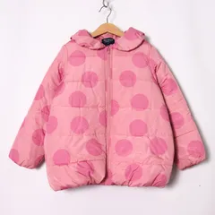 ムージョンジョン ナイロンジャケット ドット柄 中綿入りジャンパー アウター キッズ 女の子用 130サイズ ピンク moujonjon 【中古】