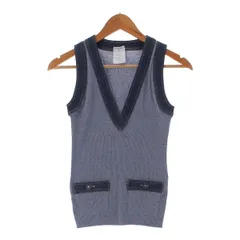 完売 シルク デニム切替 07P シャネル カシミヤ混 トップス ニット ベスト+ジレ