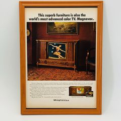 レトロ 広告　ビンテージ　ポスター　　『 マグナボックスカラーテレビ 』　フレーム付　※貴重な当時物 1960's　オリジナル アメリカ　ヴィンテージ 輸入雑貨　アドバタイジング( AZ1484 )