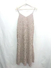 ◇ ⊂ earth music&ecology アース ミュージック＆エコロジー 裏地有 ひざ丈 ワンピース サイズF ボルドー系 レディース E  【1501230004831】