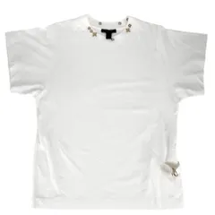 【売り尽くし】 ルイヴィトン 半袖Ｔシャツ レディース サイドストラップTシャツ アパレル トップス 服  RM191Ｗ JG2 FGTS03 LOUIS VUITTON L ホワイト 白 ゴールド金具 コットン    春 夏 美品【中古品】