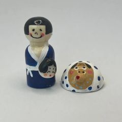 被りこけし　ひょっとこ青