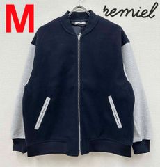 新品 M ★ コストコ remiel レミエル レディース スタジャン グレー ネイビー スタジアムジャンパー アウター ジャケット ブルゾン フルジップ バイカラー 女性用 大きめ ざっくり レミエール オーバーサイズ
