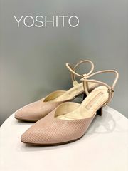 YOSHITOヨシト・Vカットアンクルストラップパンプス 24㎝ ピンク