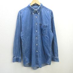 D■チャップス ラルフローレン/CHAPS RALPH LAUREN 長袖デニムシャツ/ボタンダウン【L】インディゴ/MENS/140【中古】■