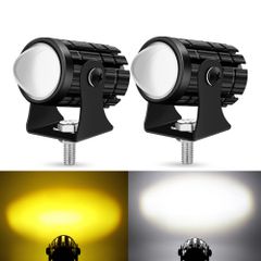 バイク用 ヘッドライト LEDプロジェクター レンズ ２色切替え ホワイトイエロー 補助照明 プロジェクターランプ フォグ スイッチ付