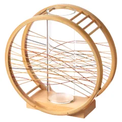 駿河竹千筋細工　花器　風の詩　静岡県伝統工芸品　Suruga-takesensuji-zaiku  Vase made of bamboo sticks　職人が竹ひごを組んで千筋にして作り上げられた花瓶　繊細で滑らかな曲線美