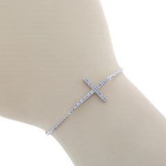 FolliFollie フォリフォリ K18WG ホワイトゴールド ブレスレット ダイヤモンド 0.11ct クロス 十字架 17cm【新品仕上済】【zz】【中古】