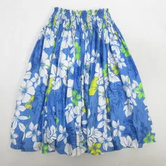 D■フラダンス用■ ハンドメイド 総柄パウスカート フリーサイズ ハワイアン/LADIES■青/38k【中古】