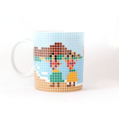 ドット絵 ハワイタイルマグカップ（大） 大図まことデザイン The Porcelains （ザ・ポーセリンズ）
