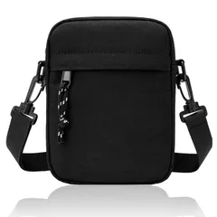 ESユナイテッド ショルダーポーチ 小さめ スマホポーチ ミニ ポーチ ショルダーバッグ 斜めがけ ミニショルダー メンズ レディース 防水 撥水 ナイロン 縦型 軽量 コンパクト 無地 (ブラック)