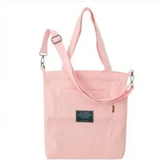 トートバッグ キャンバス ファスナー付 ショルダーバッグ A4 ピンク