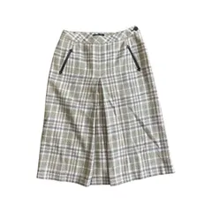 Z1578 ニューヨーカー NEWYORKER チェック柄 膝丈スカート グリーン系 ブラウン 9号 Mサイズ