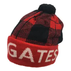 未使用品 パーリーゲイツ PEARLY GATES ニット帽  レッド×ブラック/チェック柄 赤×黒 ボンボン