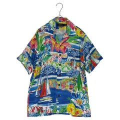 POLO RALPH LAUREN(ポロラルフローレン) Yacht All-Over Print Rayon Aloha Shirt ヨット 総柄 レーヨン アロハ シャツ XS ブルー オープンカラー 開襟