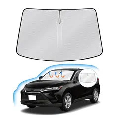 J-PREMIS トヨタ ハリアー 80系 フロントガラス サンシェード HARRIER 80 R2.06-現行 車用サンシェード UVカット 遮光シェード 日よけ ハンドルサンシェード 遮光 断熱 暑さ対策 車中泊 折り畳み式 ハニカム設計 収納袋付き  0