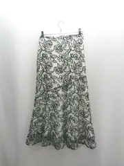 ◇ Θ GRL グレイル ウエストゴム入り 花柄 シアー ロング フレアー スカート サイズS ホワイト ブラック レディース E  【1502060011938】