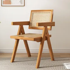 古家具 　籐ラタンフレーム アームチェア ラタンチェア 椅子 イス　250226 古家具 ◾️籐ラタンフレーム アームチェア ラタンチェア 椅子