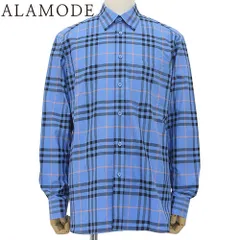 BURBERRY(バーバリー) チェックシャツ トップス アパレル ファッション 長袖 L コットン ライトブルー水色 ブラック黒 8071522 メンズ 40802117733【中古】【アラモード】