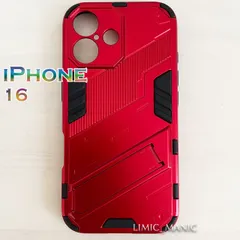 iPhone 16 ケース スマホ バンパー アーマー スタンド マグネットホルダー対応 レッド 赤 赤色 アイフォン
