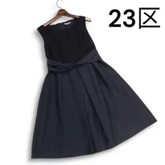 23区 Applaudir 春夏 レース♪ ノースリーブ ドッキング ワンピース ドレス Sz.38　レディース ネイビー 発表会 二次会