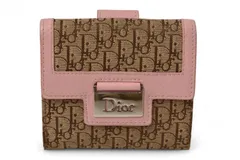 クリスチャン ディオール 財布/三つ折り Christian Dior トロッター ベージュ/ライトピンク【中古】