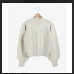 MAJESTIC LEGON　マジェスティックレゴン ケーブル編み モックネック ニット セーター　ホワイト  白【M】