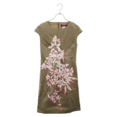MaxMara (マックスマーラ) 花柄 フレア ノースリーブ ワンピース ベージュ レディース 62211247070